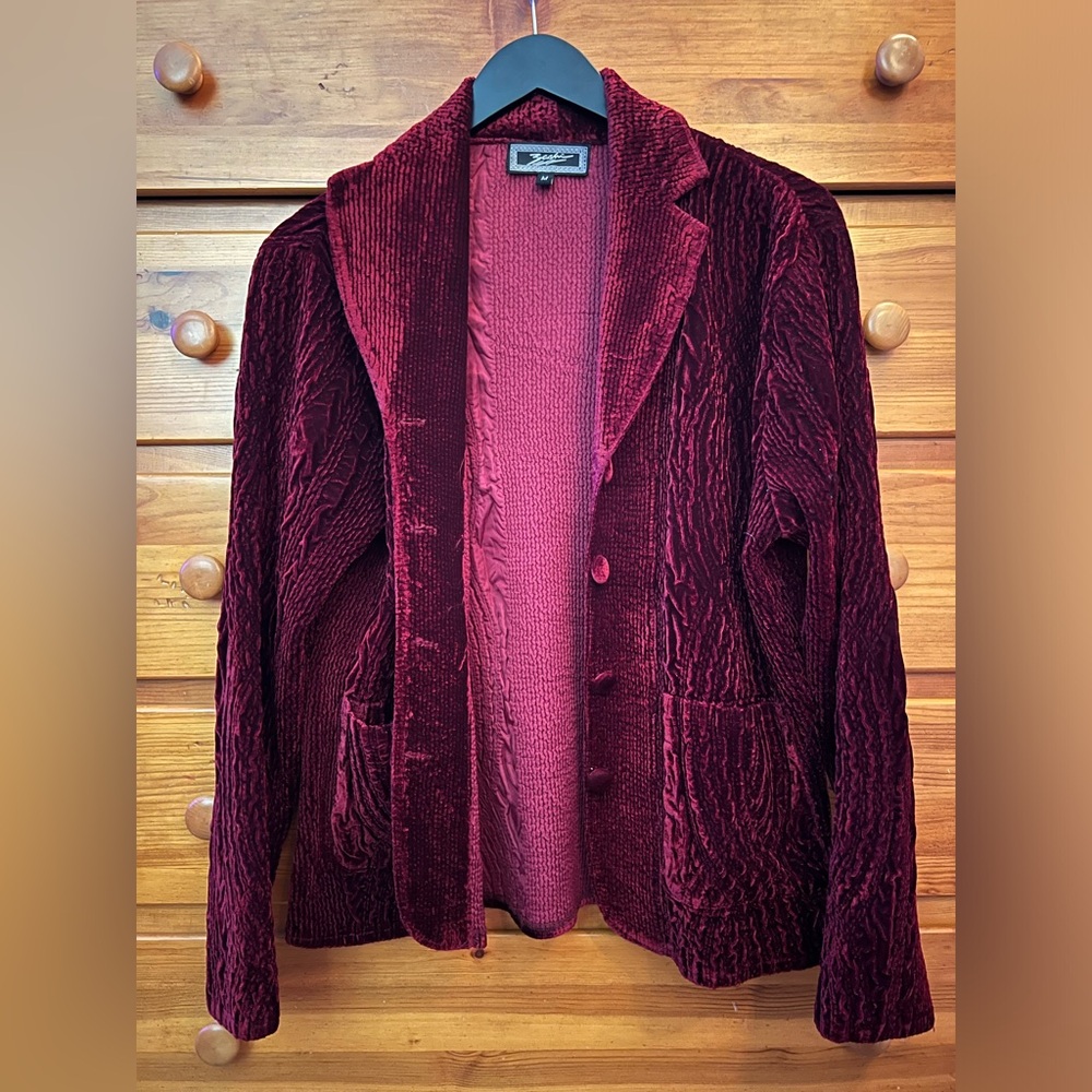Vintage Zashi Maroon Velvet Blazer